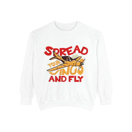 Unisex Garment-Dyed Sweatshirt - Spread Your Wings and Fly, Cozy Casual Wear, Perfect for Aviation Lovers, Gift Idea for Pilots, [...]