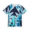 Jet Fighter All-Over Print Tee — Blue Military Aviation Graphic Shirt