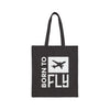Tote Bag — "Born to Fly" Plane Graphic Travel Tote