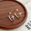 S925 Sterling Silver 18K Gold-Plated Adjustable Cross And Heart Ring For Women