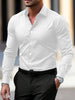 Men's Shirt Business Button Down Shirt Summer Solid Color Long Sleeve Lapel Vacation Shirt Fashion Temperament Casual Tops