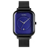 Fashionable Mens Square Business Quartz Student Mens Mesh-Strap Waterproof Calendar Watch