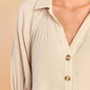Womens Solid-Color Single-Breasted New Puff-Sleeve Dress