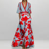 Fashion Print Half-sleeve V-neck Dress Temperament Slim Tight Waist Dresses For Women