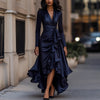 V-neck Waist Trimming Ruffles Elegant Dress