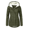Winter Hooded Jacket Solid Color Warm Buckle Zip-up Fleece Jacket With Pockets Women's Casual Jacket