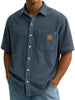 Versatile Leisure Corduroy Leather Sticker Pocket Short Sleeve Shirt