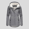 Winter Hooded Jacket Solid Color Warm Buckle Zip-up Fleece Jacket With Pockets Women's Casual Jacket