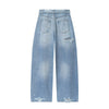 Women's Loose Mid Waist Fold Waist Jeans