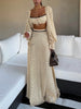 Polka Dot Lace Trim Crop Top & Maxi Skirt Two-Piece Dress Set