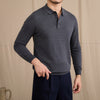 Retro Slim-Fit Polo Shirt Warm Wool Top For Fall And Winter