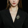 Emerald Two-color Electroplated Zircon Set Peacock Feather Brooch