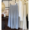 Womens Solid-Colored French-Style Retro Elegant Pleated High-Waist Skirt