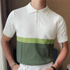 Men's Stitching Contrast Color Business Polo Shirt