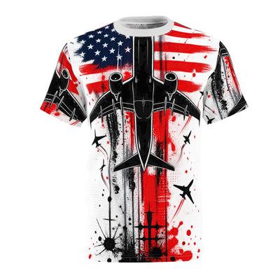 Patriotic Airplane Graphic Tee — USA Flag Aviation Flight Design