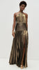 Women's Pleated Split Lace-up Halter Dress