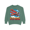 Fly High Vintage Airplane Sweatshirt, Unisex Crewneck Top, Cozy Gift for Aviation Lovers, Travel Lovers, Birthday Gift