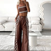 Women's Sexy Crop-top Spaghetti-strap Trousers Two-piece Suit