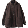 Plus-size Loose-fitting Long-sleeve Womens Casual Lambswool Coat