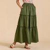 Womens High-waisted Elastic-waist Long Skirt With Pockets