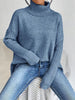 Irregular Turtleneck Sweater Winter Loose Long Sleeve Knitted Tops Leisure Warm Pullover Sweater Women's Clothing