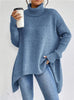 Irregular Turtleneck Sweater Winter Loose Long Sleeve Knitted Tops Leisure Warm Pullover Sweater Women's Clothing
