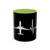 Pilot Heartbeat Coffee Mug — Airplane ECG Travel Lover Gift (11/15oz)