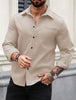 Men's Solid Color Pocket Shirt Long Sleeve Single-breasted Lining
