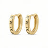 925 Sterling Silver Elegant Roman Numeral Engraved Oval Huggie Hoop Earrings