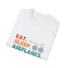 T-Shirt — "Eat. Sleep. Airplanes. Repeat." Pilot Aviation Tee