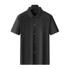 Men's Plus-sized Plus Size Fashion Casual Square Collar Striped Ice Silk Shirt