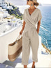 Women's Two Pieces Set Fashion Solid Color Irregular Short Sleeve Suit Summer Fashion V Neck Slim Office Suit Casual Pleated Irregular Top And Pants Female Outfit