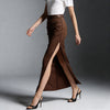Slimming Pleated Slit Chic Bodycon Skirt