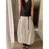 Korean-style Elastic-waist Designer A-line Bloom Versatile Midi Skirt