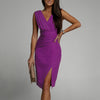 Summer V-neck Sleeveless Split Dress Fashion Slim High Waist Party Club Clothing For Women