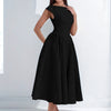 Backless Crew-neck Sleeveless Tank Dress Womens Midi Dress