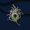 Emerald Two-color Electroplated Zircon Set Peacock Feather Brooch