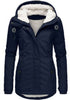 Winter Hooded Jacket Solid Color Warm Buckle Zip-up Fleece Jacket With Pockets Women's Casual Jacket