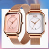 Fashionable Mens Square Business Quartz Student Mens Mesh-Strap Waterproof Calendar Watch