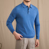 Retro Slim-Fit Polo Shirt Warm Wool Top For Fall And Winter