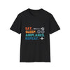T-Shirt — "Eat. Sleep. Airplanes. Repeat." Pilot Aviation Tee