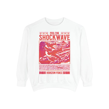 Shockwave Unisex Garment-Dyed Sweatshirt - Retro Style Design, Cozy Streetwear, Trendy Oversized, Perfect Gift for Casual Days, Festivals