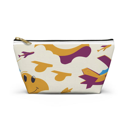 Colorful Travel Accessory Pouch - Fun Airplane & Cloud Design