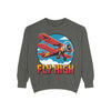 Fly High Vintage Airplane Sweatshirt, Unisex Crewneck Top, Cozy Gift for Aviation Lovers, Travel Lovers, Birthday Gift