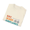 T-Shirt — "Eat. Sleep. Airplanes. Repeat." Pilot Aviation Tee