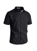Mens Solid-color Short-sleeve Lapel Shirt