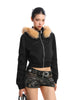 Rivet Detachable Fur Collar Stand Collar Sweater