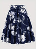 Black Floral Print Midi Skirt With Flower Pattern