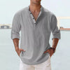 Men's Linen Stand-up Collar Long Sleeve T-shirt Loose Undershirt