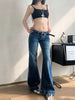 Womens American-style High-street Vintage Low-rise Bootcut Jeans